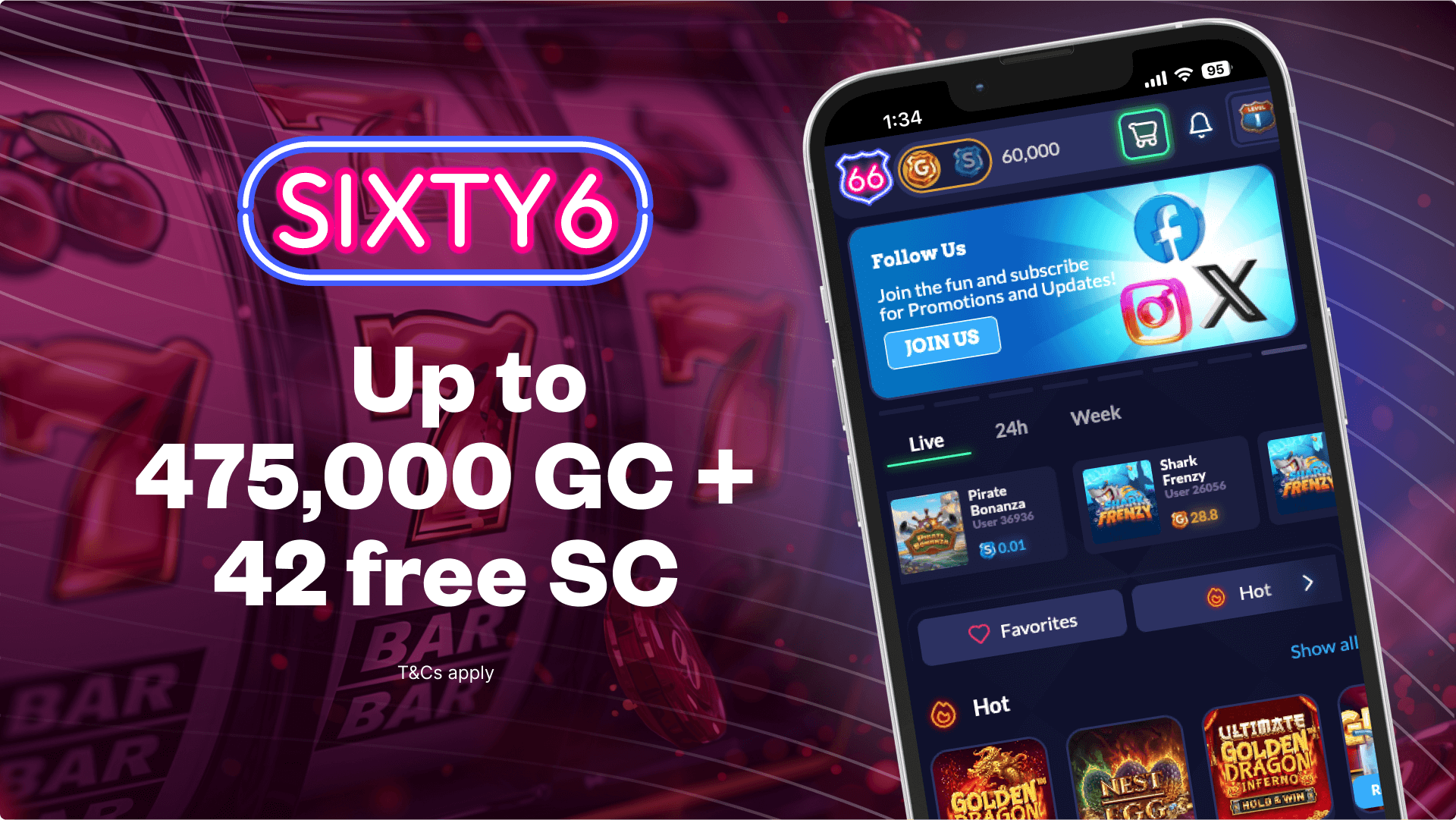 Sixty6 Casino promo code
